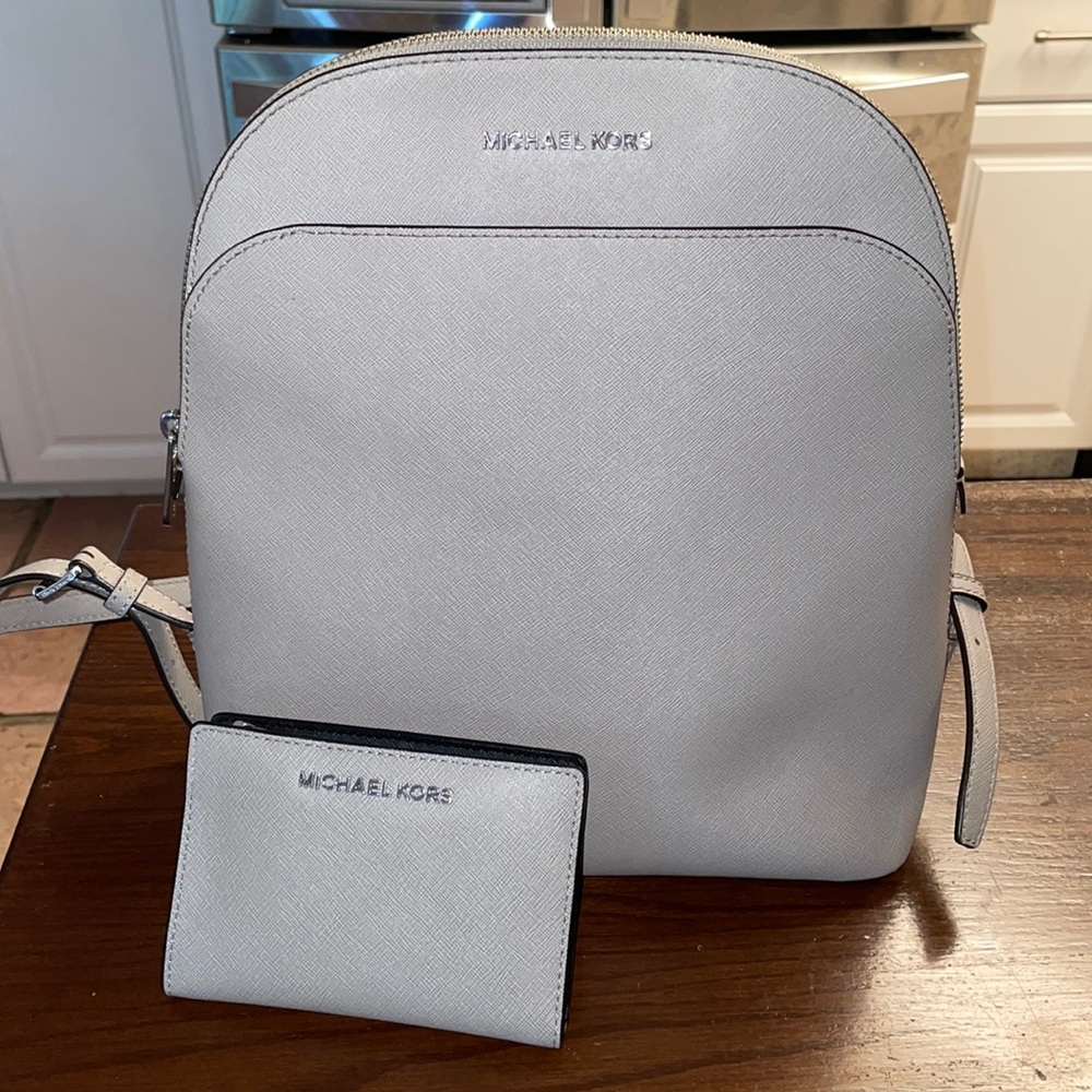 Michael Kors Emmy full size backpack- pearl grey